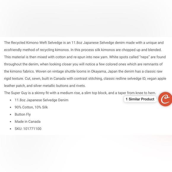 Naked & Famous Super Guy - Recycled Kimono Weft Selvedge Jeans - Picture 4 of 9